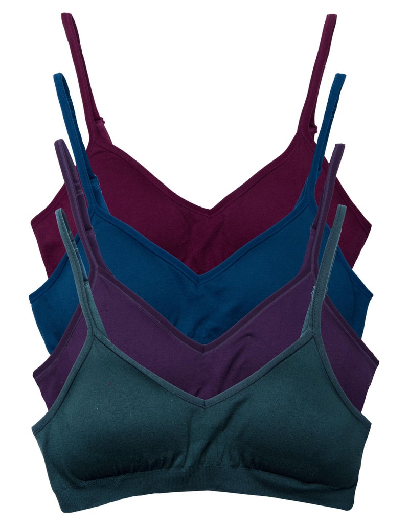 Kalon Womenâ€™s 4 Pack Demi Padded Bralette Wireless Comfortable Bra (S/M, Dark Vintage) - Image 1